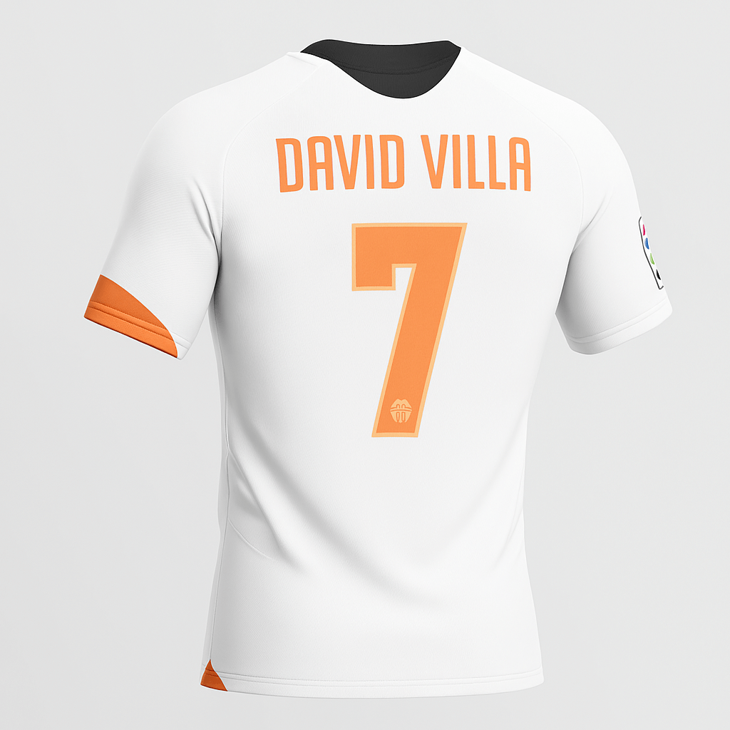 2005–06 Valencia Home David Villa #7 (Feels Like New) - Size M