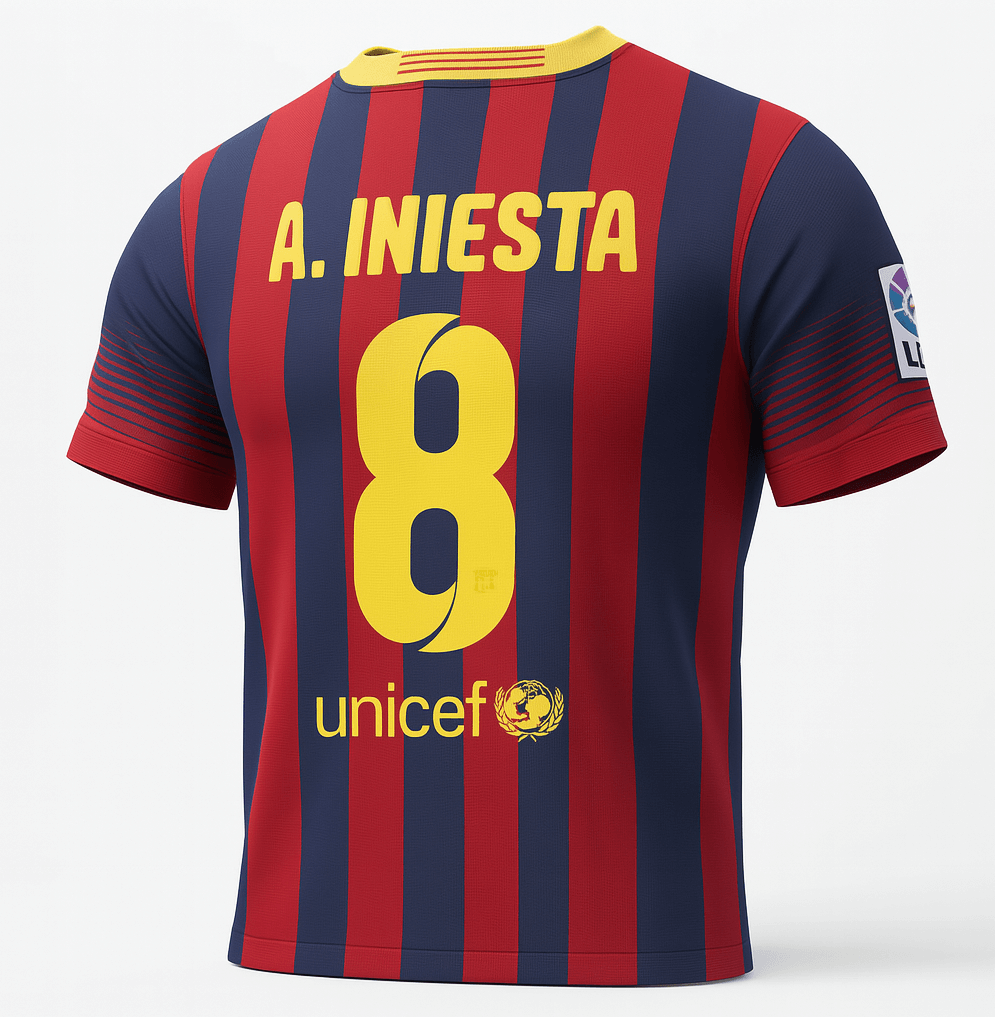 2013–14 Barcelona Home A. Iniesta #8 (New) - Size L