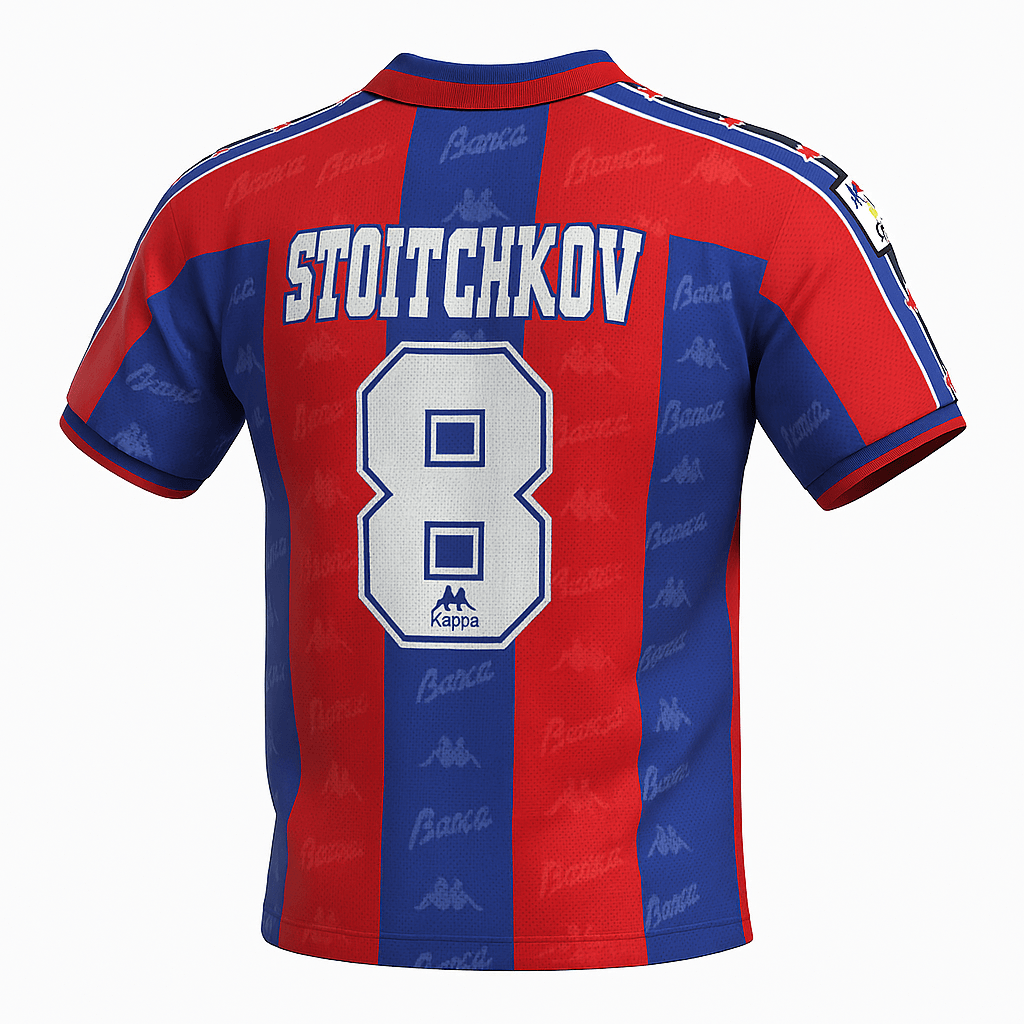 1997–98 Barcelona Home Stoichkov #8 (Feels Like New) - Size XS