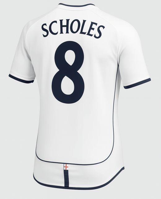 2002 England Home Scholes #8 (Feels Like New) - Size XS
