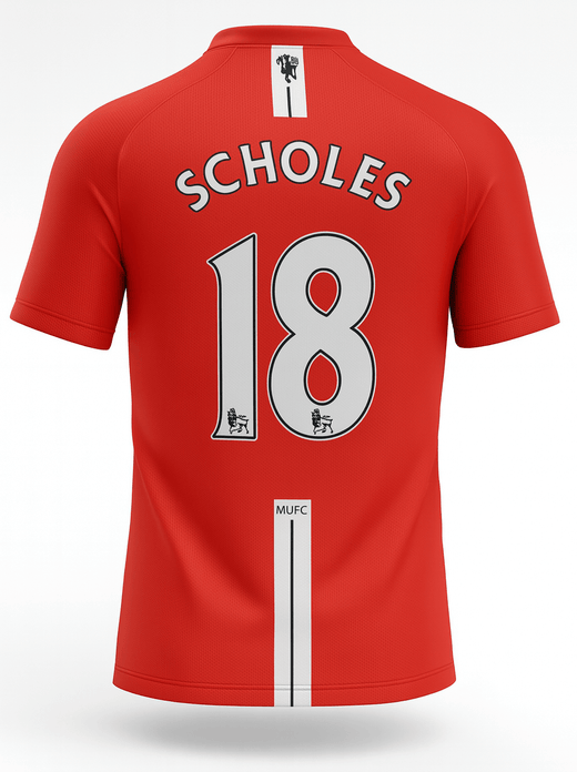 2007–09 Manchester United Home Scholes #18 (New) - Size S