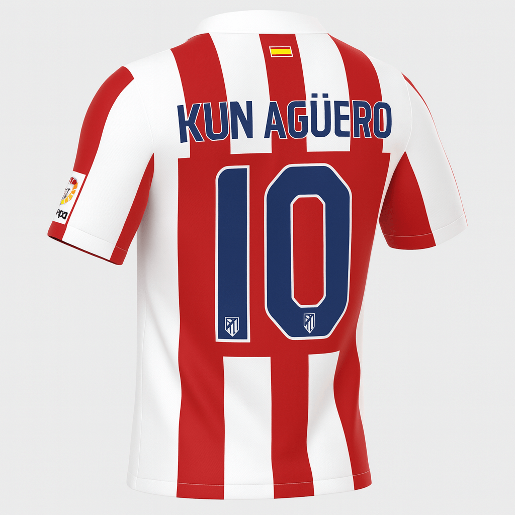 2010–11 Atlético Madrid Home Kun Aguero #10 (New) - Size L