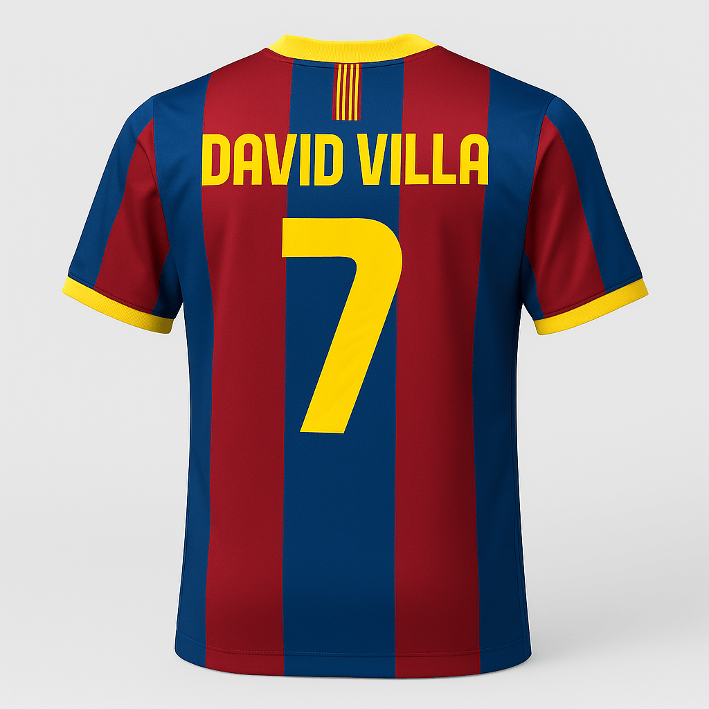 2010–11 Barcelona Home David Villa #7 (New) - Size L