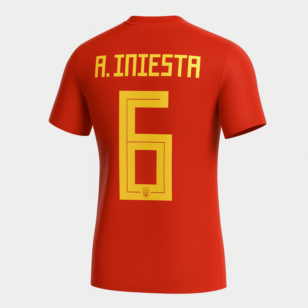 2018 Spain Home Iniesta #6 (New) - Size XL