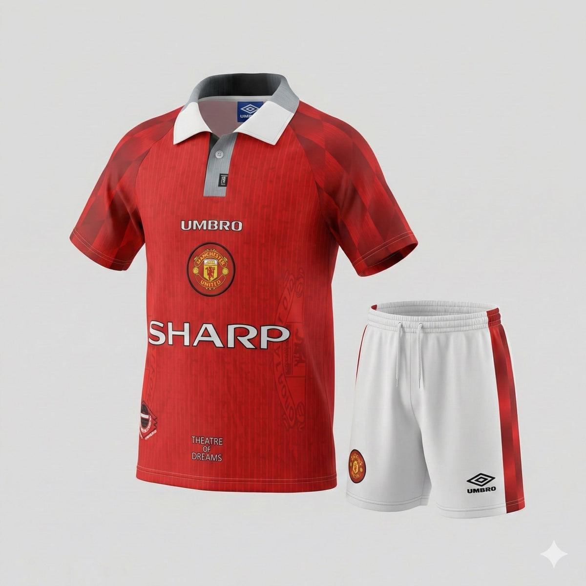 Manchester United Home 1996/1998 Kids Kit (Feels Like New) - Size 16