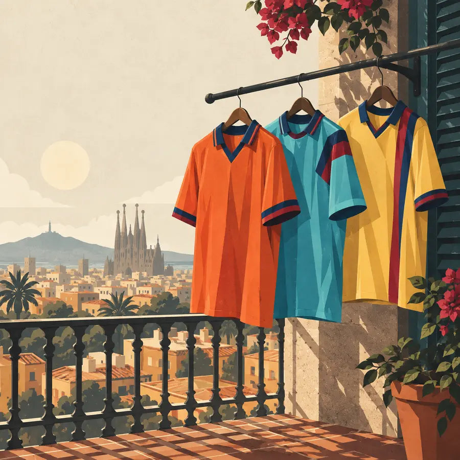 Barcelona Away Classics editorial illustration for Barcelona